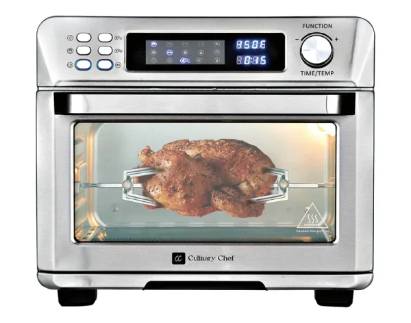 Culinary Chef Air Fryer Oven, Digital, 26 Quart 10 - in - 1 Countertop Toaster Oven and Air Fryer Combo in Stainless Steel
