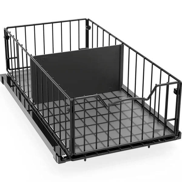 Simplehouseware Pull Out Cabinet Sliding Basket, Black