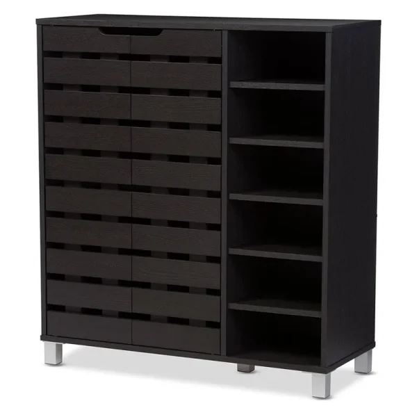 Baxton Studio Shirley 2 Door Shoe Cabinet, Dark Brown