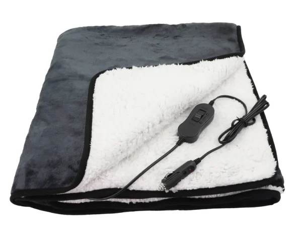 Goodyear 12 Volt Heated Blanket, Reversible Plush/Sherpa, Assembled Product Dimensions 55 x 39, 2lbs, Gray