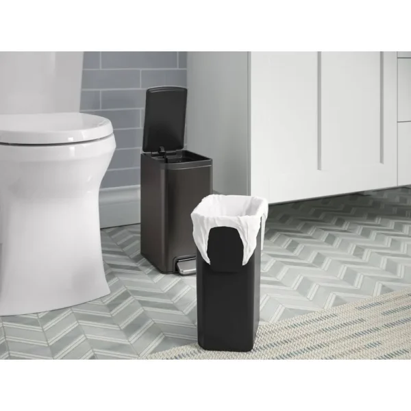 Kohler K-31319 6-Liter Step Trash Can - Black Stainless