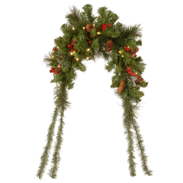 National Tree Company 36" Crestwood Spruce Mailbox Cover with Lights - Green