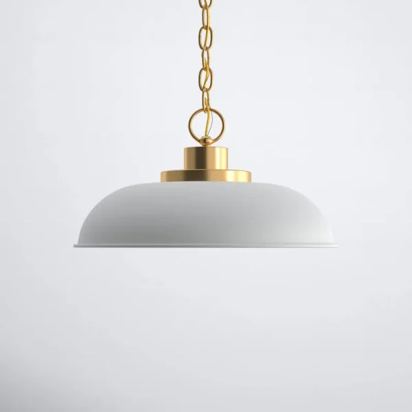 Eddy 1 - Light Single Dome Pendant Birch Lane Finish: Matte White/Burnished Brass, Size: 8" H x 15" W x 15" D