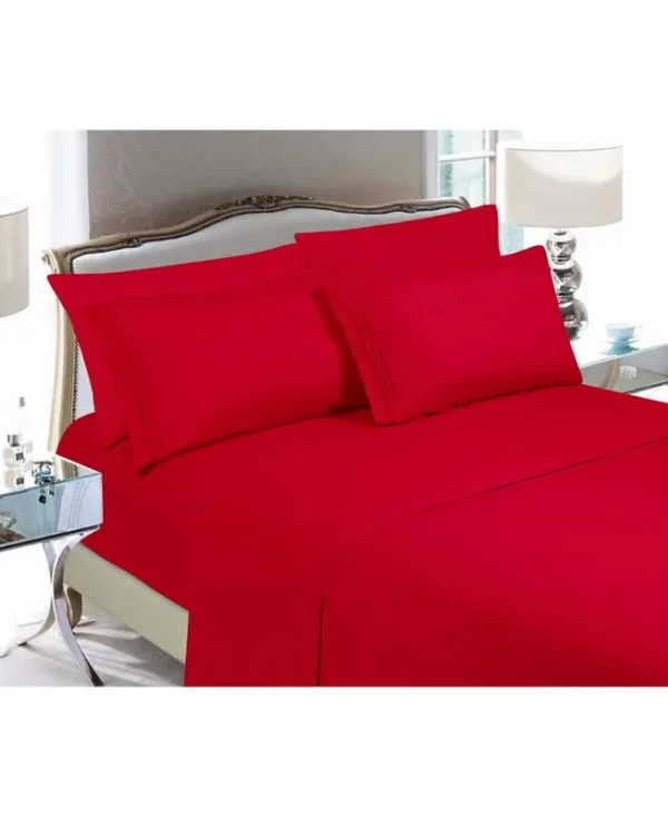 Elegant Comfort Luxury Soft Solid 6 Pc. Sheet Set Queen - Red
