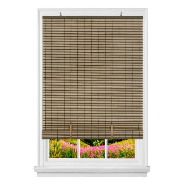 Achim 30 x 72 in. Cordless Veranda Vinyl Roll-Up Blind Cocoa & Almond