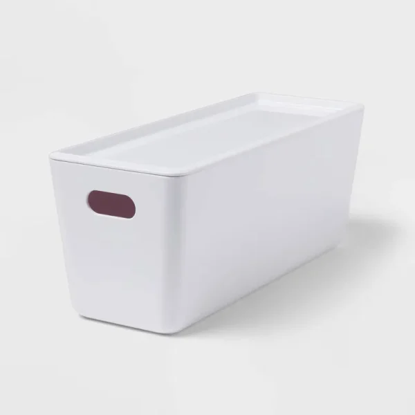 5L Stacking Bin with Lid White - Brightroom