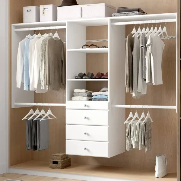Grid 48" W - 96" W Closet System Reach-In Sets Dotted Line Finish: White