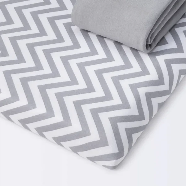 Fitted Play Yard Jersey Sheet - Cloud Island chevron/gray 2pk