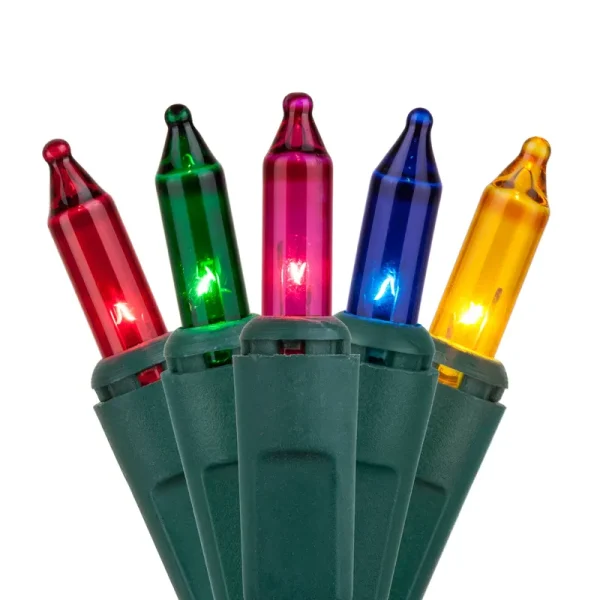 Kringle Traditions 100 Multi Color Mini Lights, Green Wire, 6" Spacing