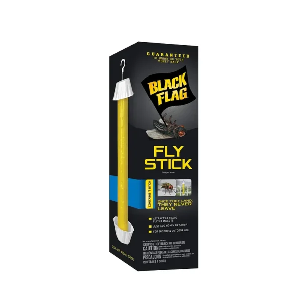 Black Flag Fly Stick, Trap Houseflies and Flying Insects, Pack of 6