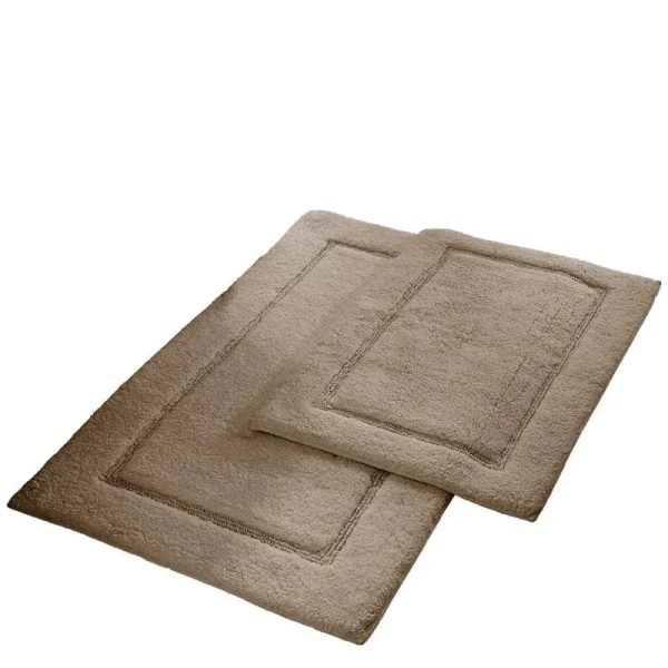 Taupe Solid Loop Non-Slip Bath Mat 2-Piece Set