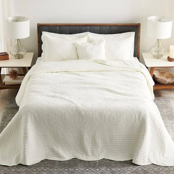 Croft & Barrow Mary Solid Bedspread or Sham, White, Queen