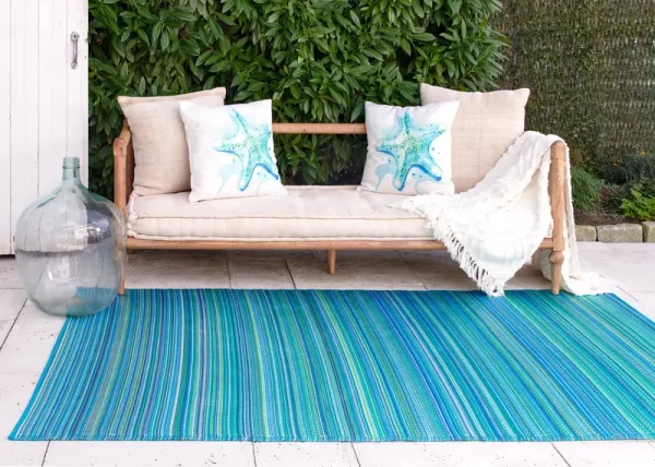 Fab Habitat Cancun Indoor/Outdoor Rug Turquoise Moss Green 6' x 9'