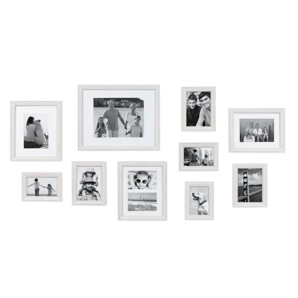 Kate and Laurel Bordeaux Gallery Wall Wood Picture Frame Set - White