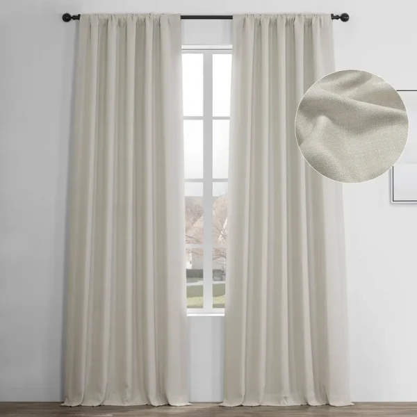 Exclusive Fabrics Faux Linen Room Darkening Curtain (1 Panel) - 50 x 84 - Birch
