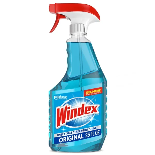 Windex Glass Cleaner Spray Bottle, Original Blue, 26 fl oz