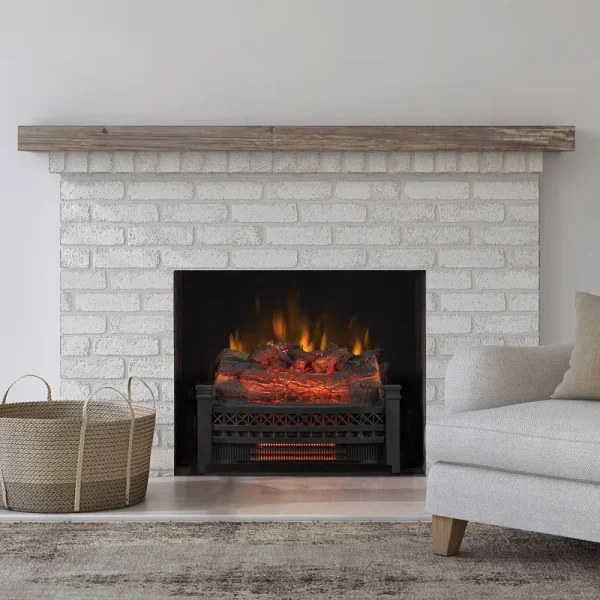 Style Selections 20.7-in W 5200-BTU Black Electric Fireplace Logs with Heater