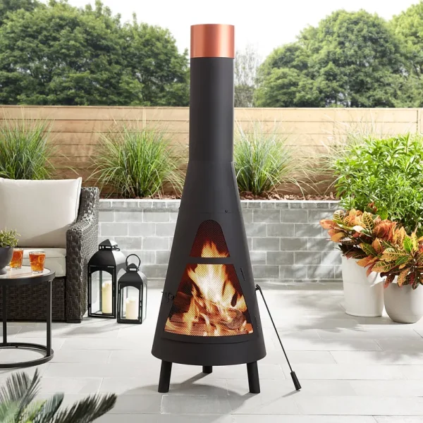 Mainstays 67�� Round Powder-Coated-Black Finish Steel Chiminea