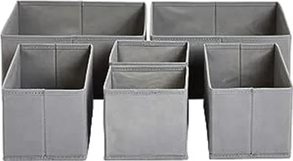 Basics Cloth Drawer Storage Organizer Boxes, Set of 6