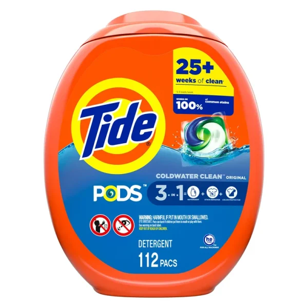 Tide Pods Detergent, Coldwater Clean, Original - 112 pacs, 2.78 kg