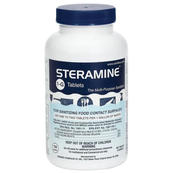 Steramine Sanitizing Tablets - Sanitize Surfaces, 150 Tablets, 1 Bottle