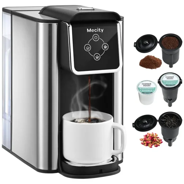 Mecity Coffee Maker 3-in-1 Single Serve Machine for K-Cup Capsule Pod Ground Coffee Brewer Loose Tea