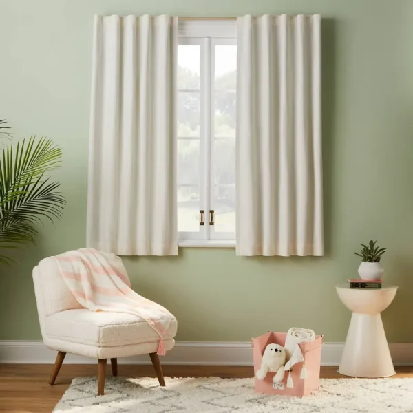 Pillowfort 63" Blackout Chambray Cotton Panel Cream | Target