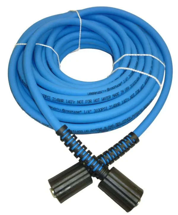 Uberflex Kink Resistant Pressure Washer Hose 1/4" x 50' 3,100 PSI with (2) 22mm