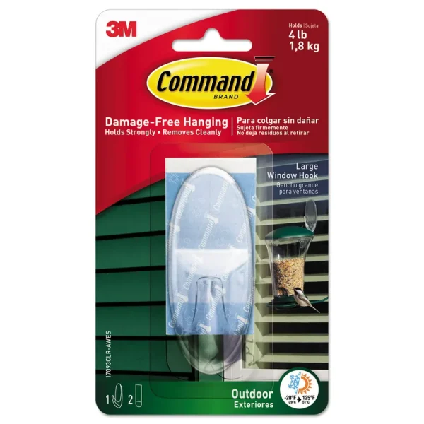 Command 17093CLR-AWES Window Hooks, Large, Clear, 4 Count