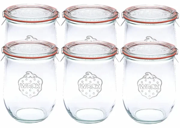 Weck 745 Tulip Jar - 1 Liter Set of 6 Clear
