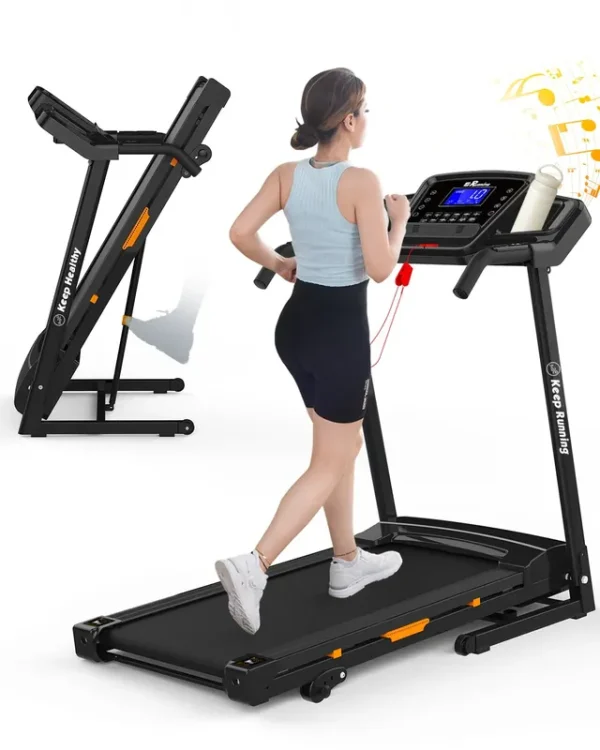 FYC Folding Treadmill for Home with Incline 3.5HP 330 lb Weight Capacity Portable Electric Treadmill with Bluetooth, 12 Preset Programs Exercise Running Machine Easy Assembly Orange