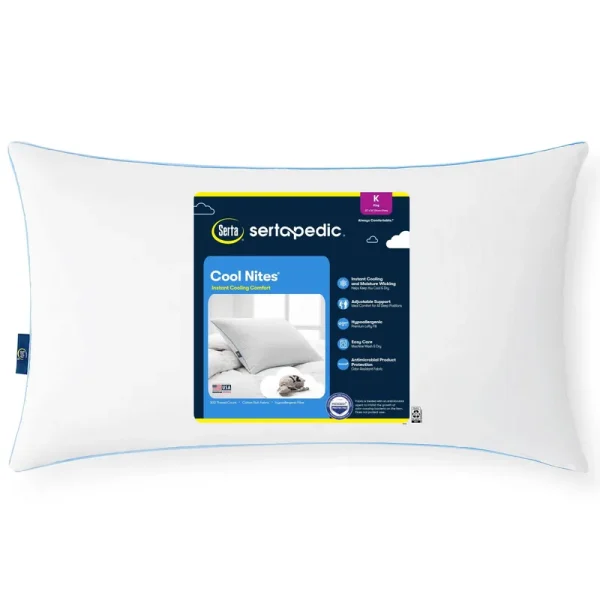 SertaPedic Cool Nites Pillow, King size, White