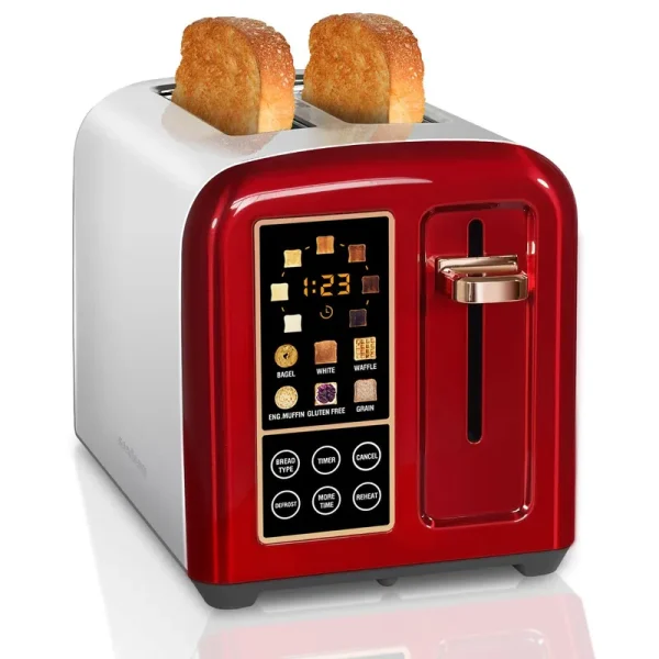 SEEDEEM 4 Slice Toaster, Stainless Steel Bread Toaster with Colorful LCD Display, 7 Bread Shade Settings, 1.5'' Wide Slots Toaster with
