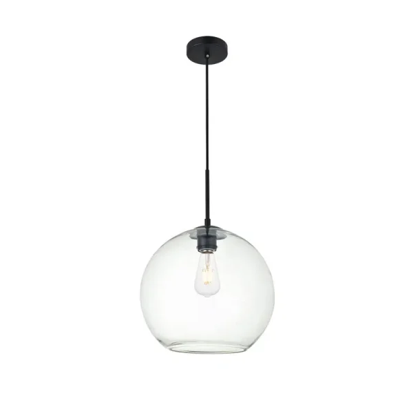 Snead 1 - Light Single Globe Pendant Mercury Row Finish: Black, Shade Color: Clear, Size: 11.8" H x 11.8" W x 11.8" D