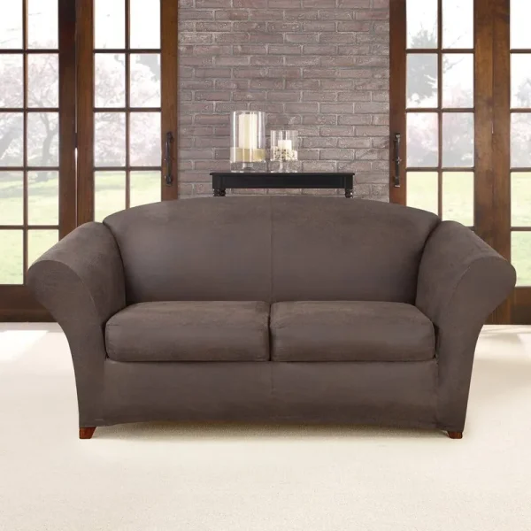 Sure Fit Ultimate Stretch Faux-Leather 3-Piece Loveseat Slipcover, Weathered Saddle