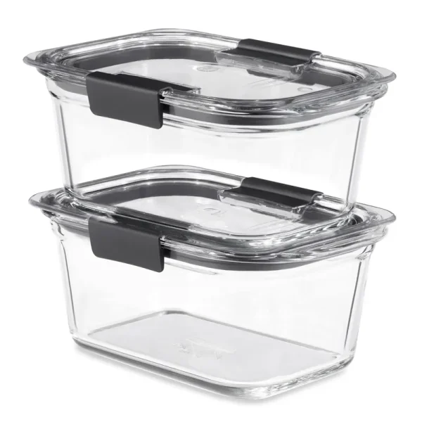 Rubbermaid 2-Pack 4.7 Cup Brilliance Glass Food Storage, Plastic