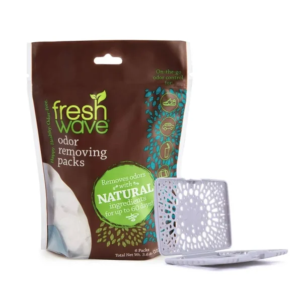 Fresh Wave Odor Eliminating & Deodorizing Packs Bag of 6 + Bonus Fresh Pod Case