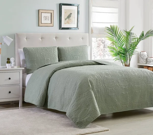 Mellanni Bedspread Coverlet Set olive-Green - Bedding Cover - Oversized 3-Piece Quilt Set (King/Cal King, Olive Green)