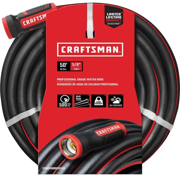 Craftsman 5/8 in. D x 50 ft. L Heavy Duty Professional Grade Garden Hose