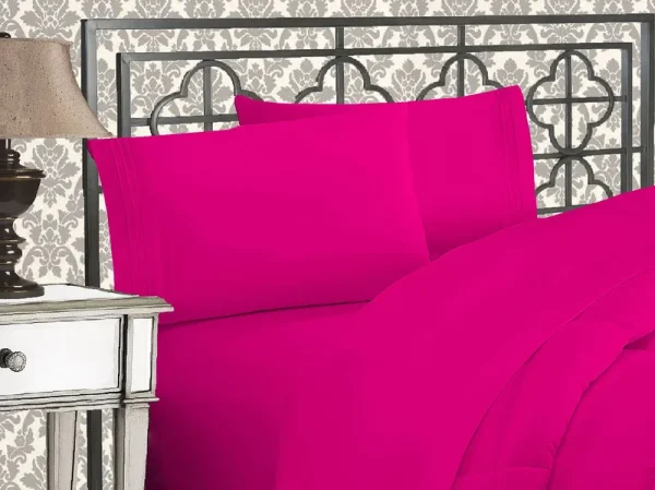 Elegant Comfort Luxurious 1500 Thread Count Egyptian Three Line Embroidered Softest Premium Hotel Quality 4-Piece Bed Sheet Set, Wrinkle and Fade Resi