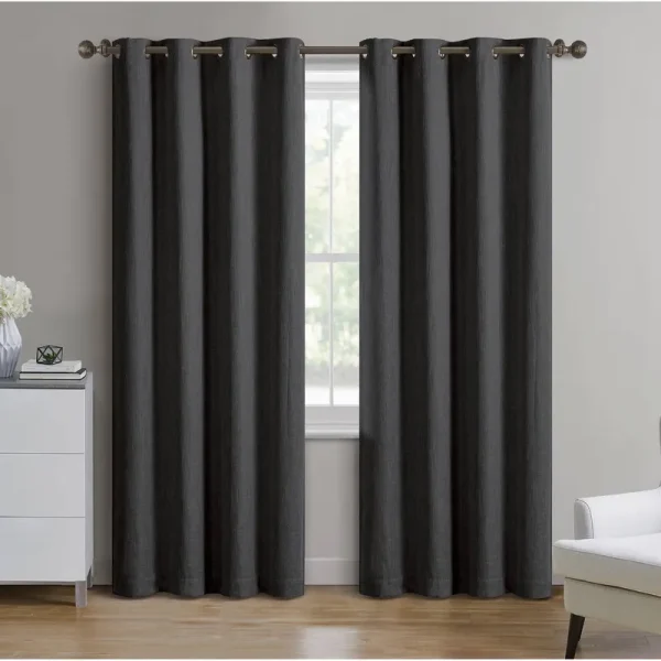 Better Homes & Gardens Woven Textured Grommet Blackout Curtain Panel - Black - 50 x 84 in