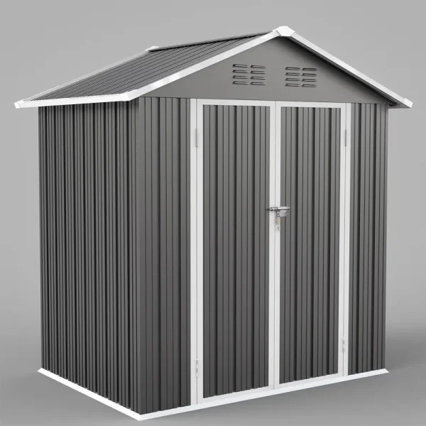 Syngar Outdoor Storage Shed with Lockable Doors, Dark Gray