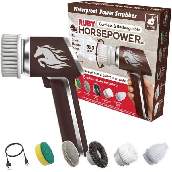 Horsepower As Seen On TV, Handheld Cordless Rechargeable Spinning Power Scrubber