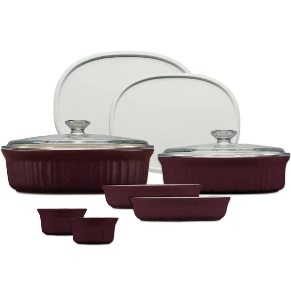 Corningware French Colors 10-Piece Bakeware Set, Cabernet