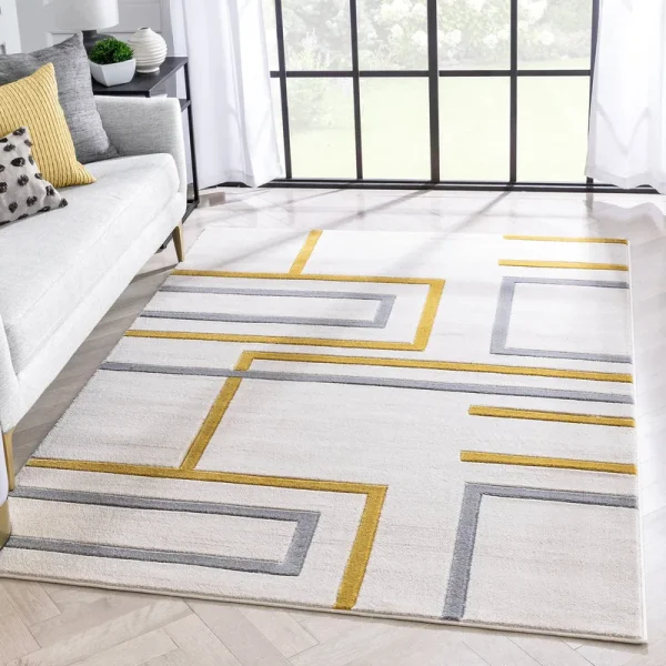 Well Woven Good Vibes Fiona Modern Geometric Gold 5'3" x 7'3" Area Rug