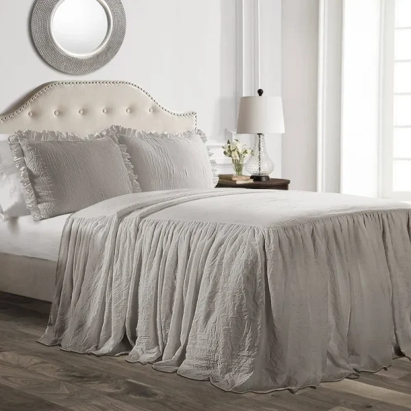 Lush Decor Ruffle Skirt Bedspread Set (Gray - King)
