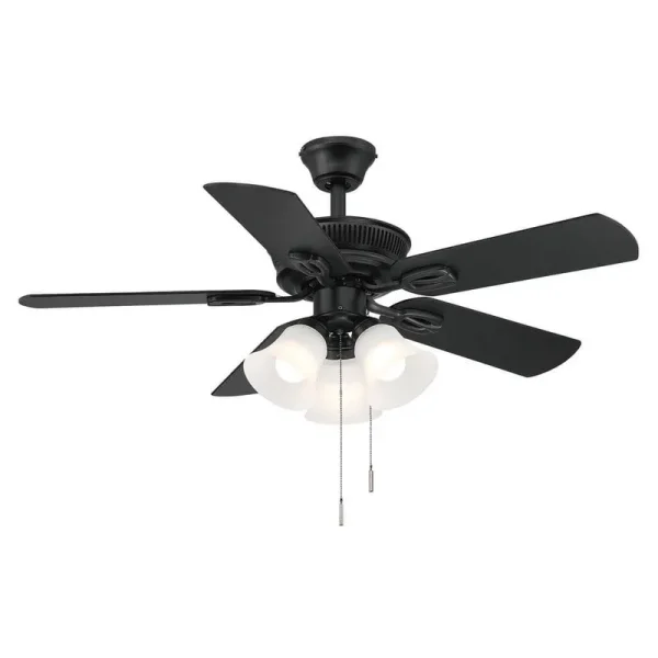 Hampton Bay Glendale III 42 in. LED Indoor Matte Black Ceiling Fan with Light and Pull Chains Included