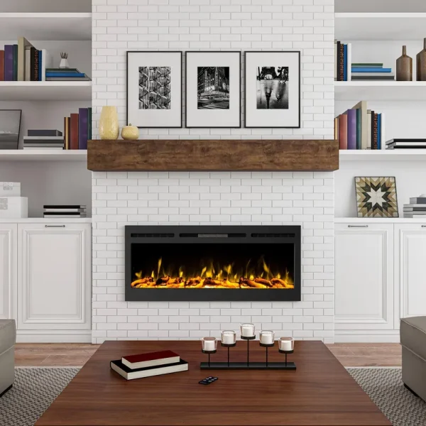 Hastings Home 50-in W Black Fan-Forced Electric Fireplace