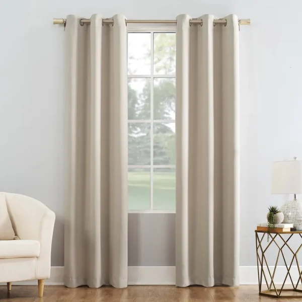 Mainstays Blackout Energy Efficient Grommet Single Curtain Panel, 40 inchx84 inch, Beige