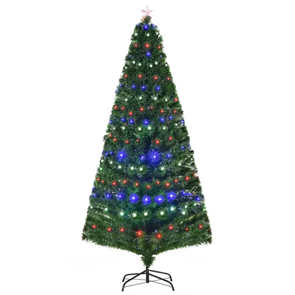 HOMCOM 7 ft Fiber Optic Artificial Fir Christmas Tree, LED Pre-Lit Holiday Decoration with 280 Lights and Branch Tips